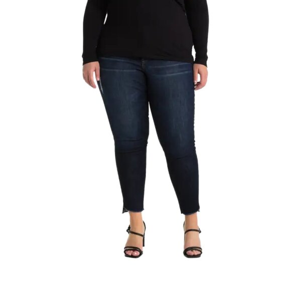 Democracy 16W Ab Technology Ankle Jeans Blue Distressed Slimming Fit - Picture 12 of 13